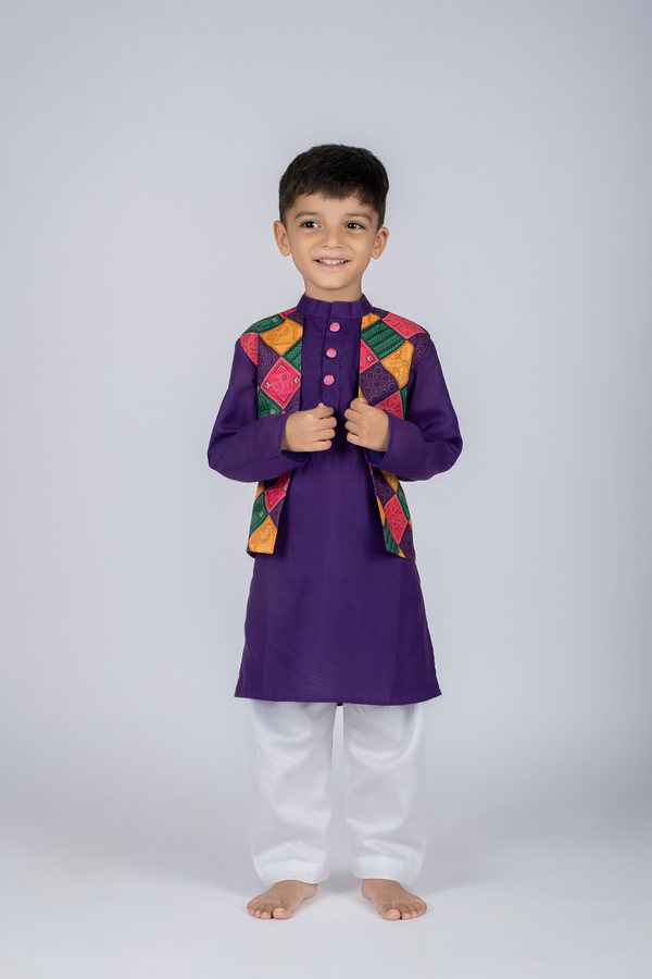 MULTI BANDHANI JACKET KURTA SET