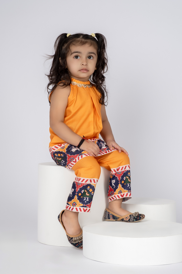 YELLOW PATOLA KURTI SET