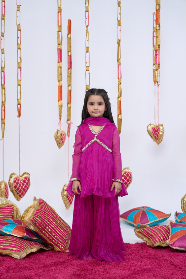 PINK ALIA CUT SHARARA