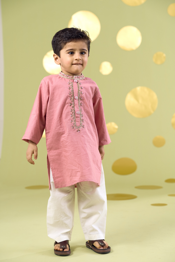PINK HANDWORK KURTA SET