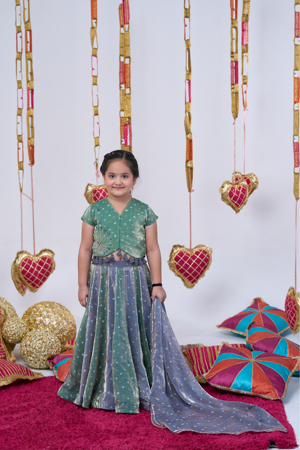 PEACOCK BANDHANI LEHENGA SET