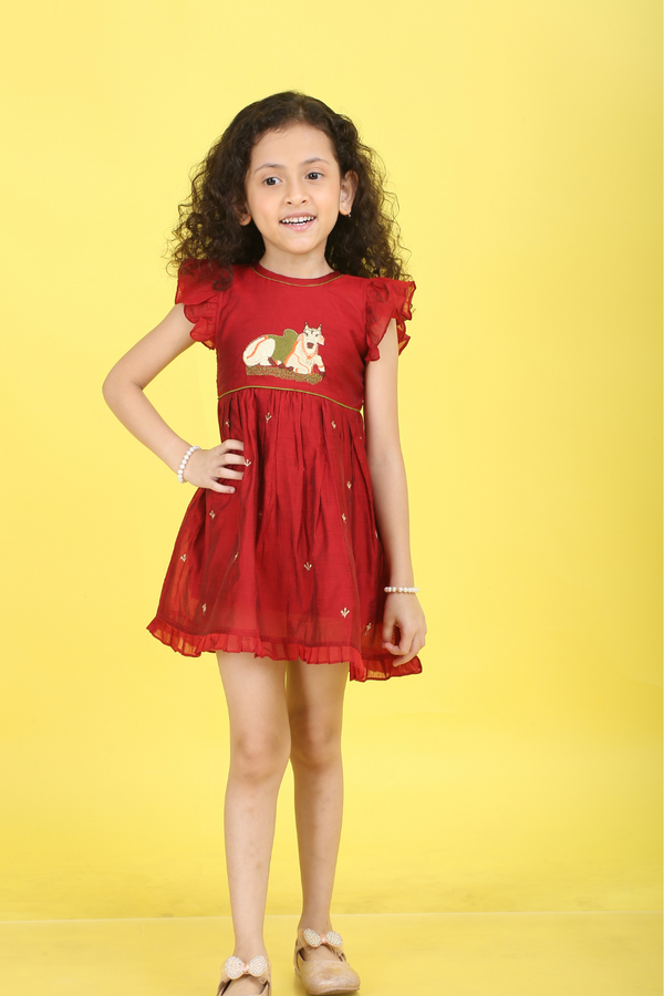 MAROON PICHWAI DRESS