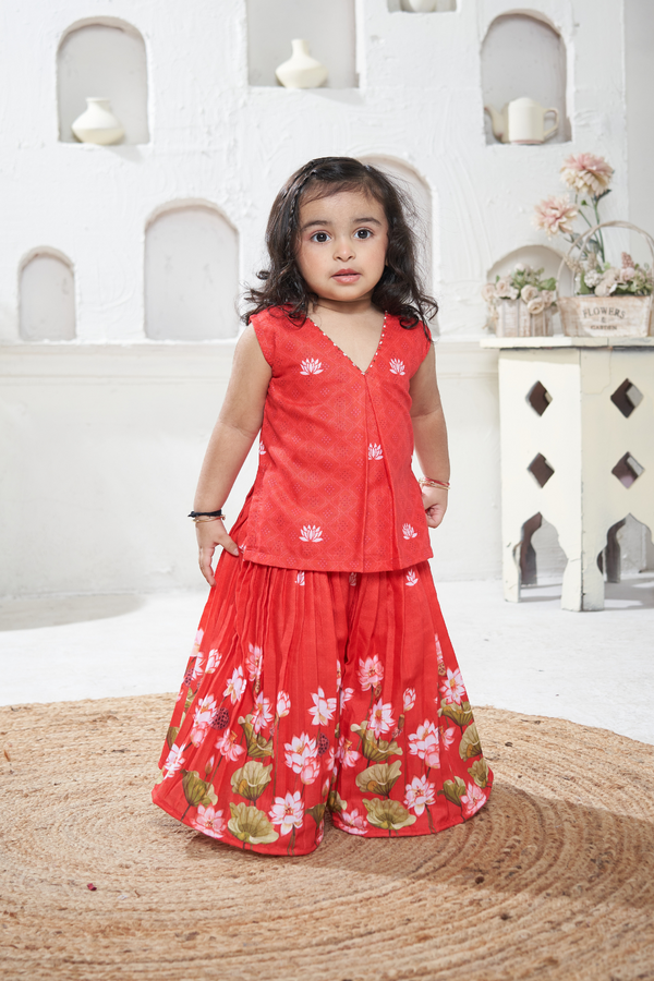 RED PICHWAI SHARARA SET