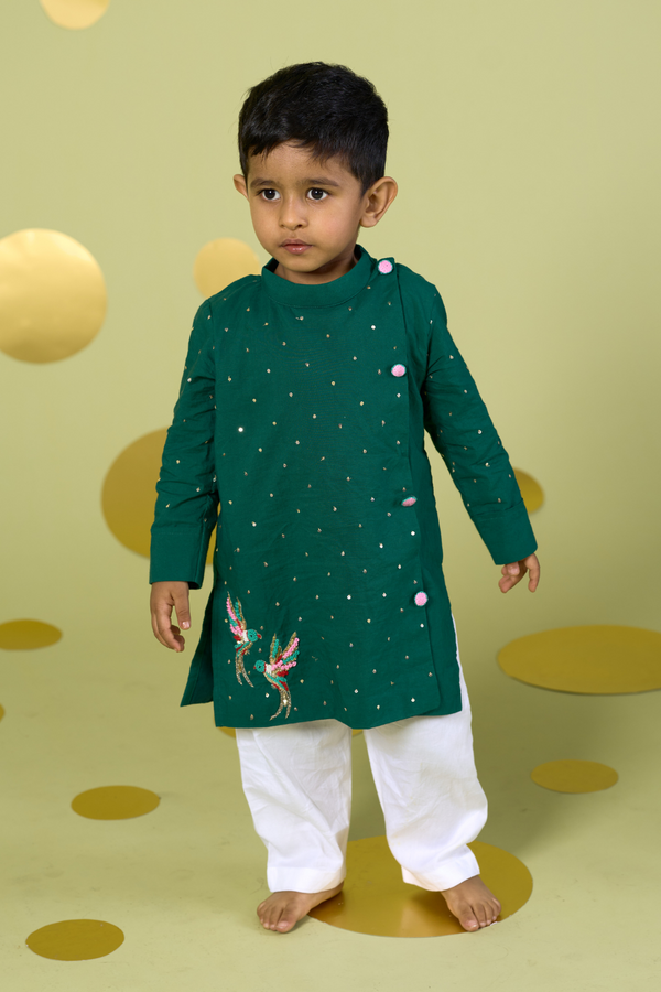 GREEN BIRD KURTA SET