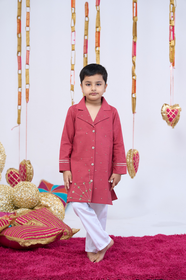 RUST HANDWORK KURTA SET