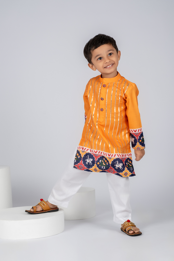 YELLOW PATOLA KURTA SET